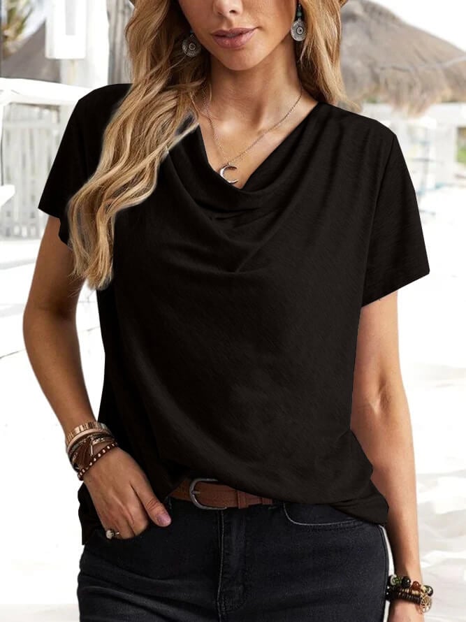 Solid color casual fashion short-sleeved female
