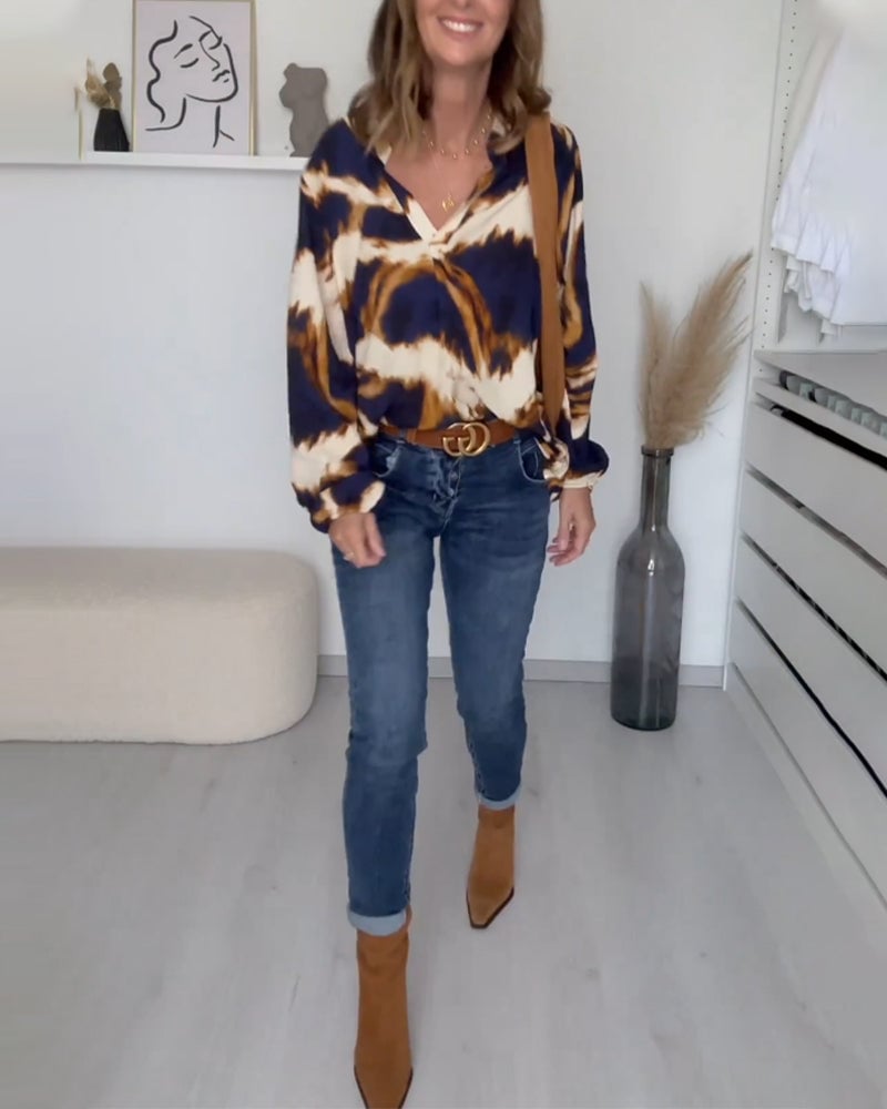 🌷V-neck Printed Casual Top