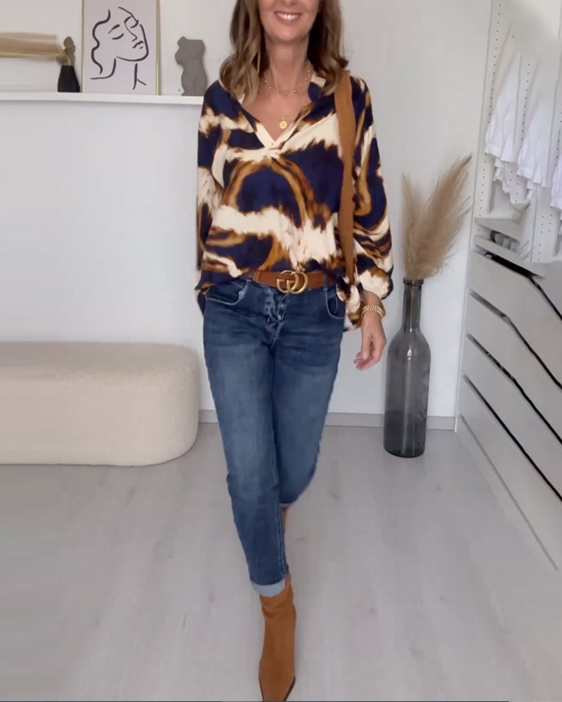 🌷V-neck Printed Casual Top