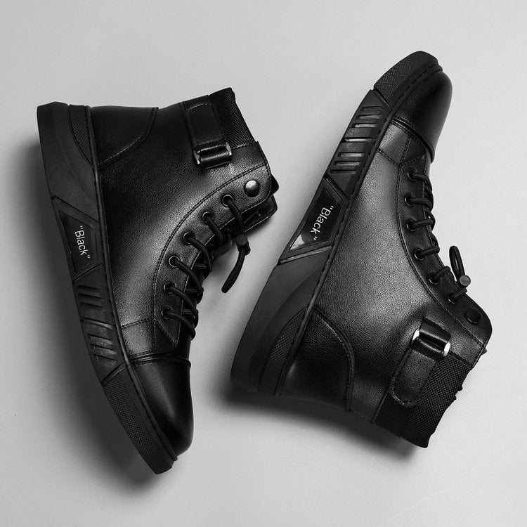 🎁 Christmas Hot Sale🎁Men's Black Casual Versatile Genuine Leather Ankle Boots
