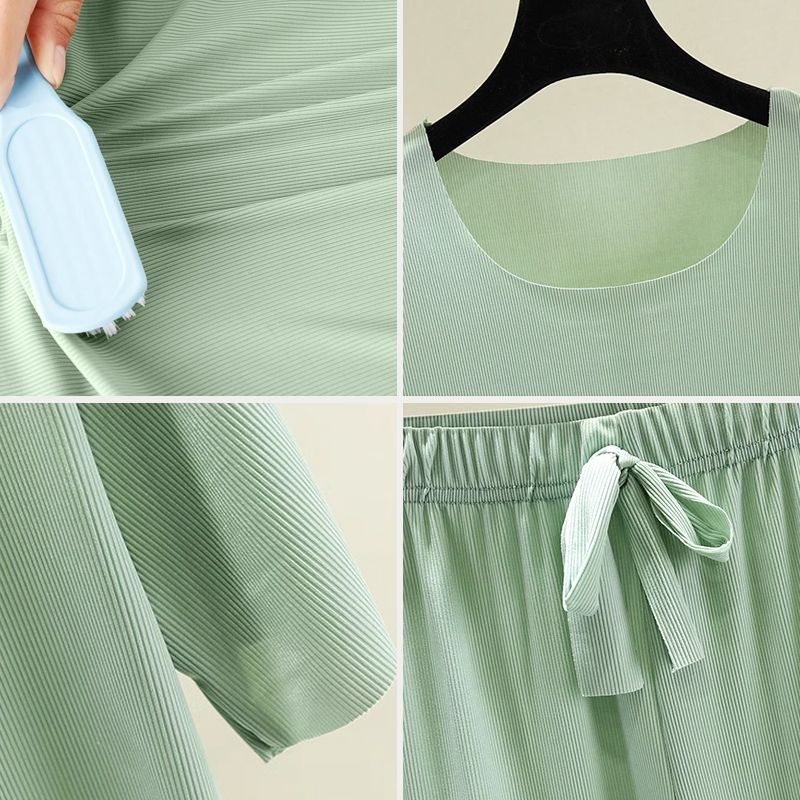🔥Soft Comfortable Ice Silk Short Sleeve 2-Piece Set