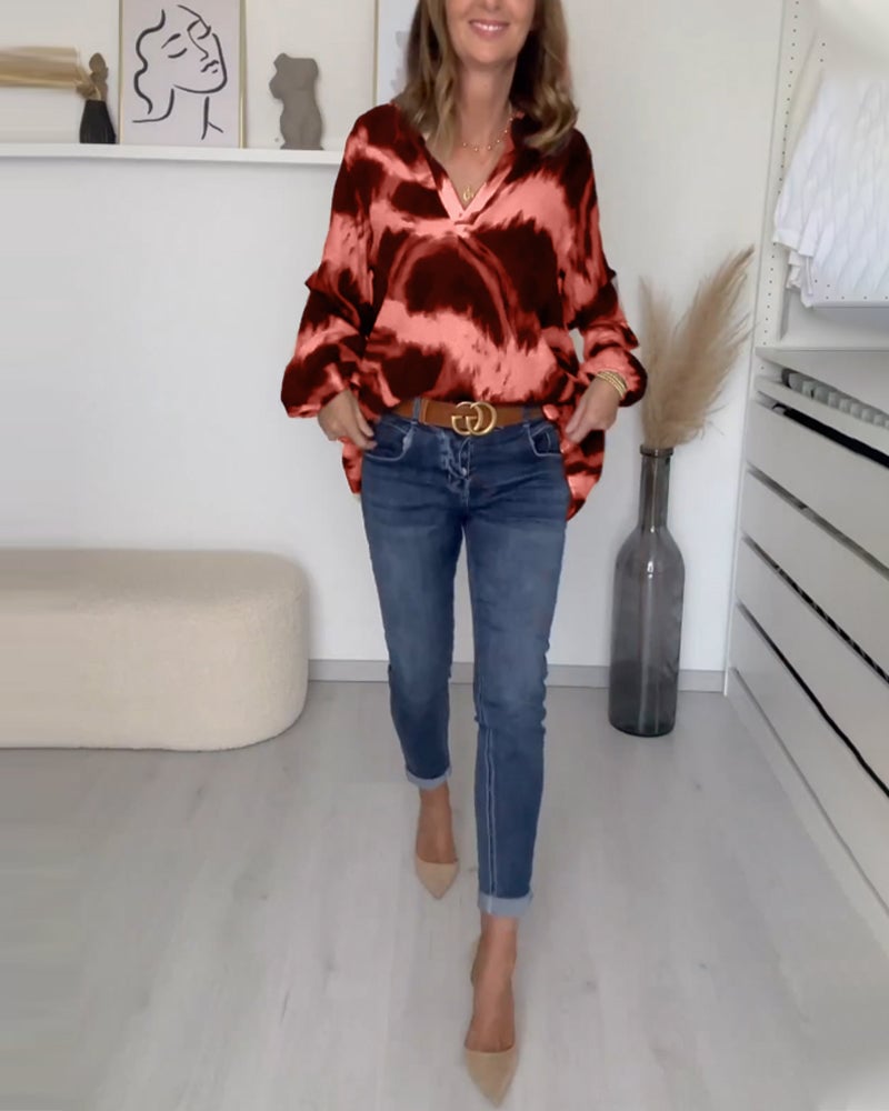 🌷V-neck Printed Casual Top
