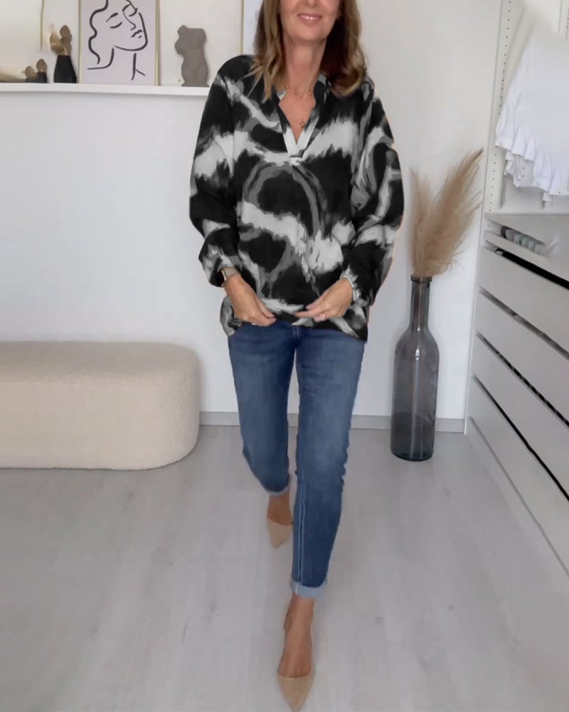 🌷V-neck Printed Casual Top