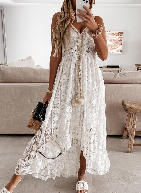 💕V-Neck Lace-Up Strappy Dress💕