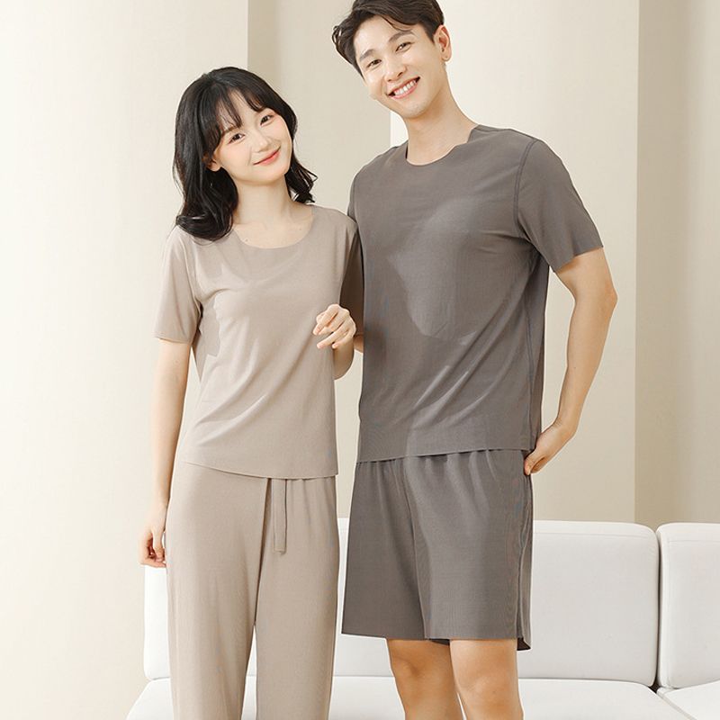 🔥Soft Comfortable Ice Silk Short Sleeve 2-Piece Set