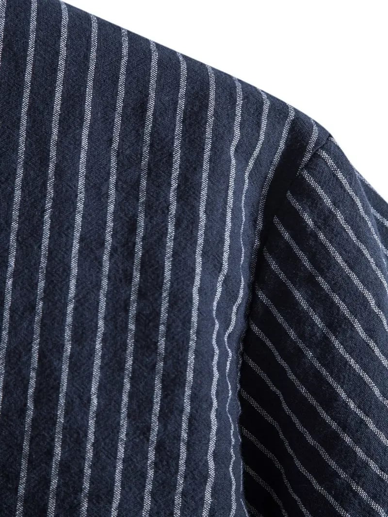 🔥 Men's New Striped Linen Short Sleeve Shirt