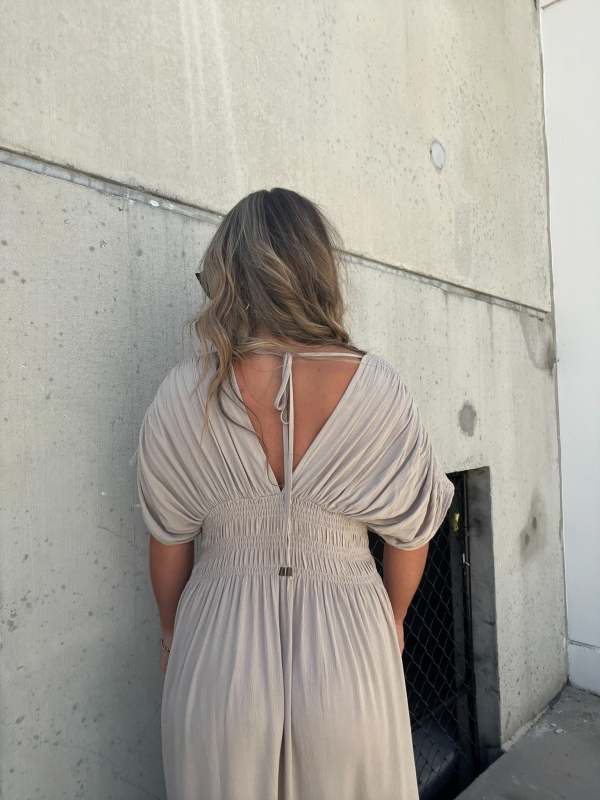 SLIT V-NECK EFFORTLESS MAXI LONG DRESS