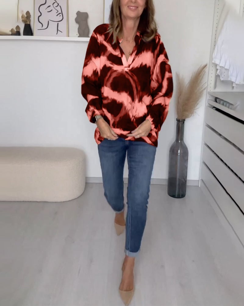 🌷V-neck Printed Casual Top