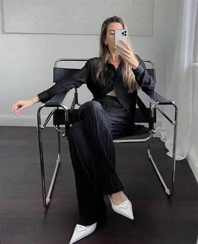 NEW Women's Elegant Pleated Two-Piece Set