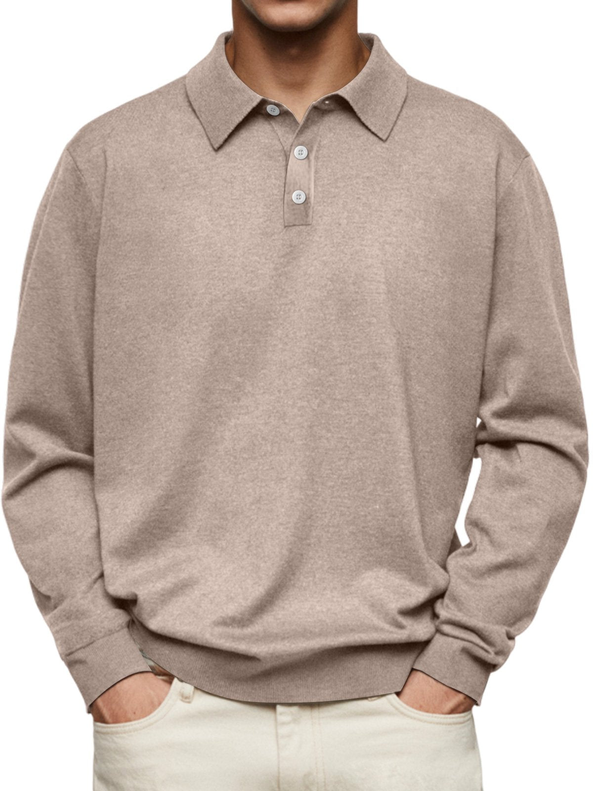 🔥Men's Casual and Comfortable Solid Color Lapel Long Sleeve POLO Shirt