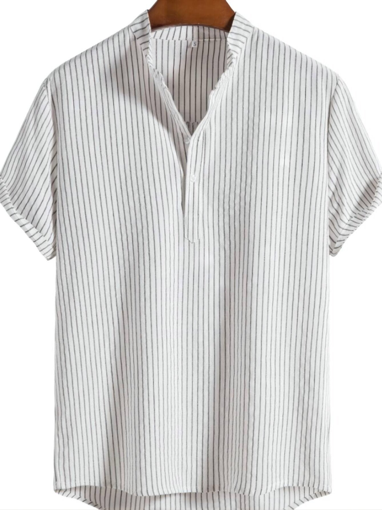 🔥 Men's New Striped Linen Short Sleeve Shirt
