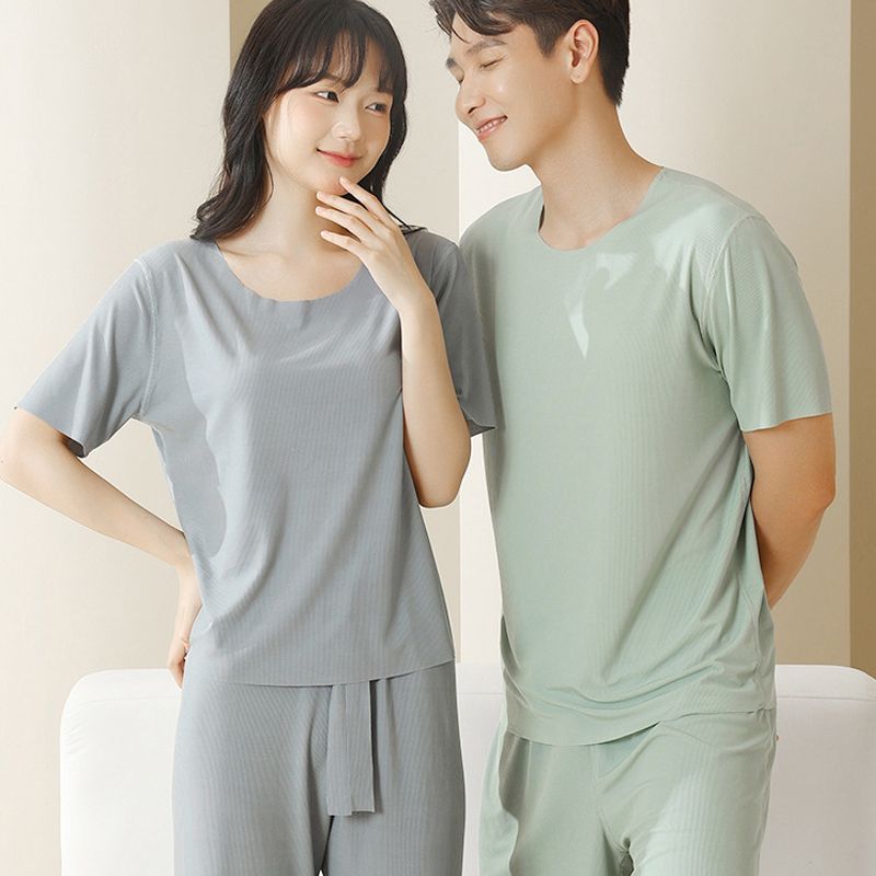 🔥Soft Comfortable Ice Silk Short Sleeve 2-Piece Set