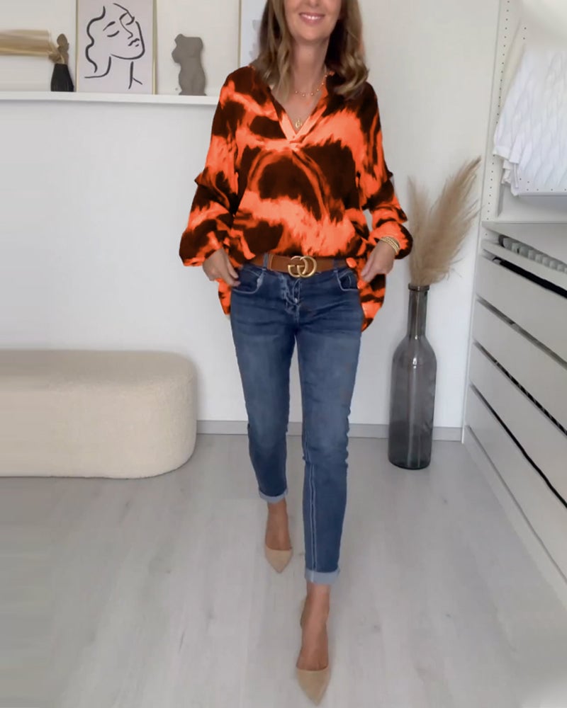 🌷V-neck Printed Casual Top
