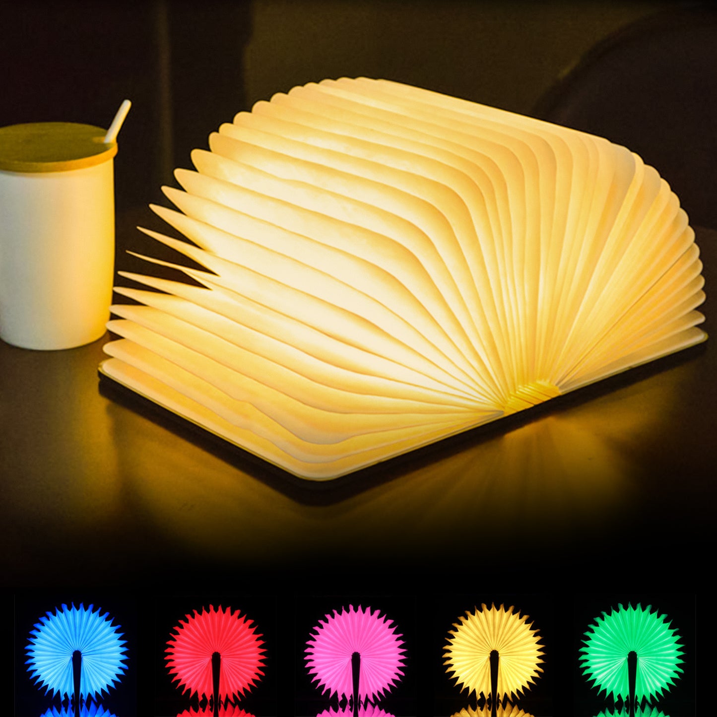 PU wood grain leather book lamp-6 color variations