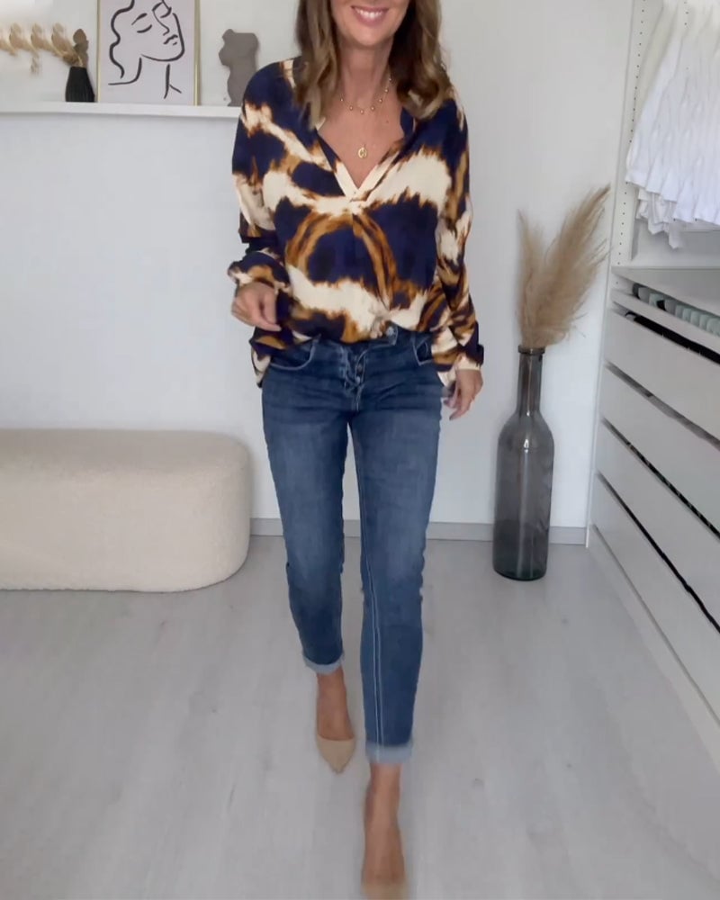 🌷V-neck Printed Casual Top