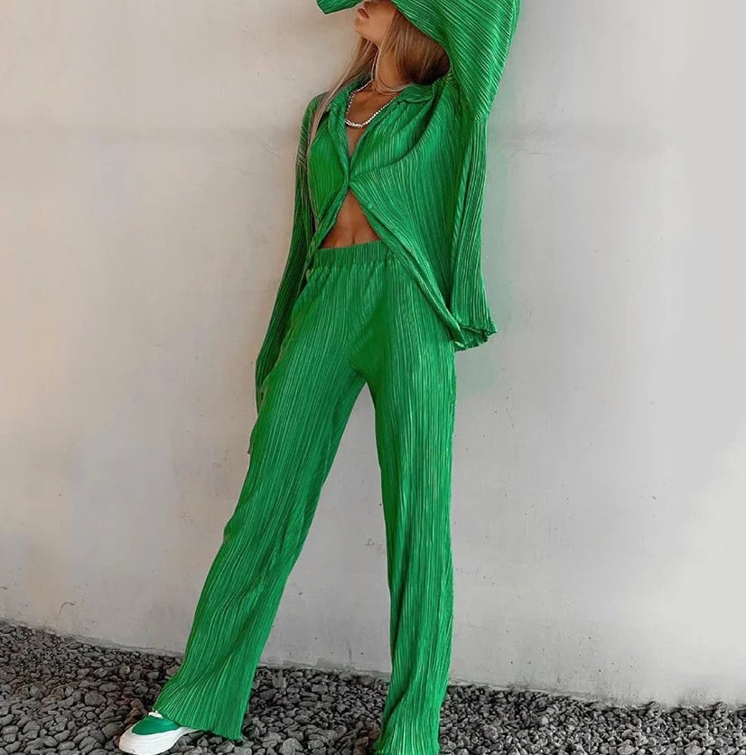 NEW Women's Elegant Pleated Two-Piece Set