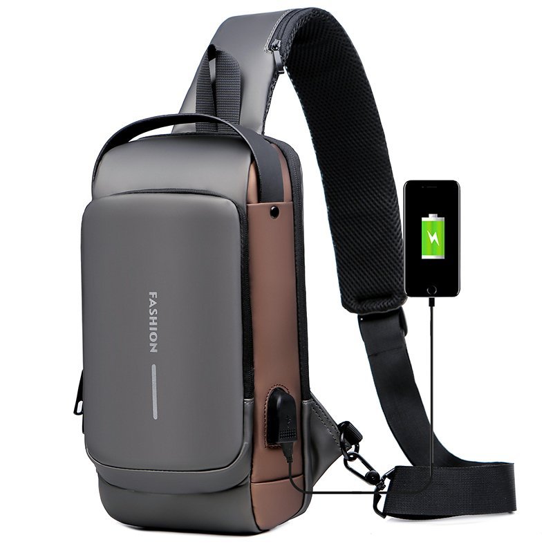 New Carbon Fiber USB charging sport sling Anti-theft shoulder bag(Buy 2 Free Shipping)