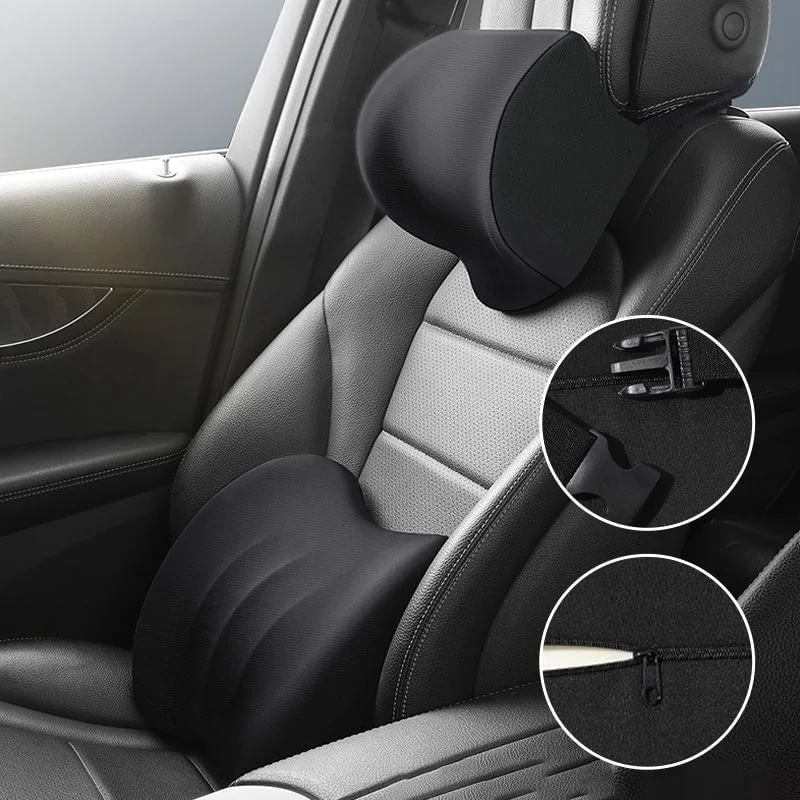 😎Ergonomic headrest and lumbar cushion for car seat🚗