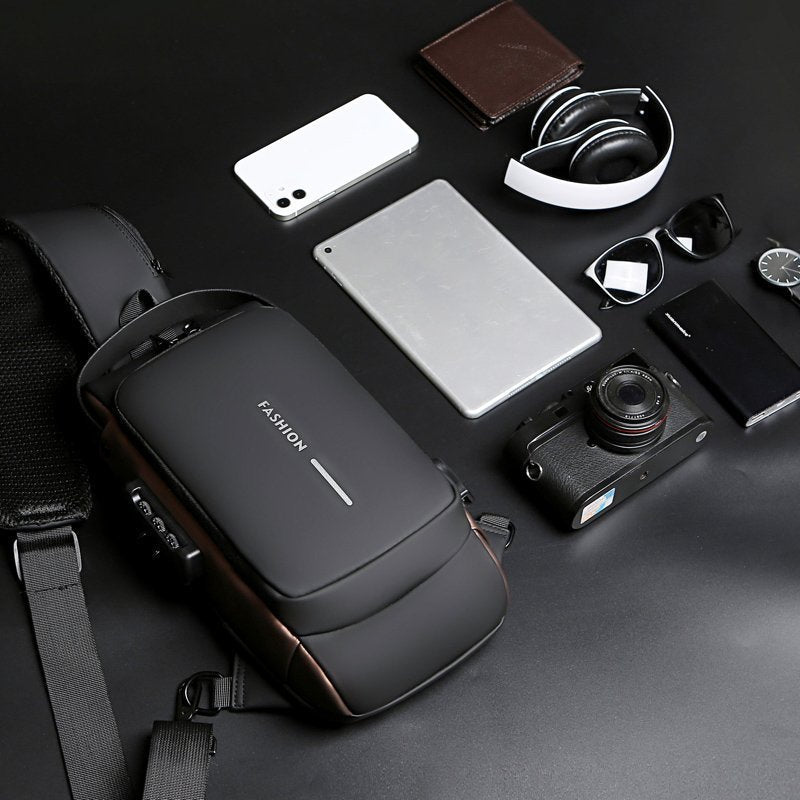 New Carbon Fiber USB charging sport sling Anti-theft shoulder bag(Buy 2 Free Shipping)