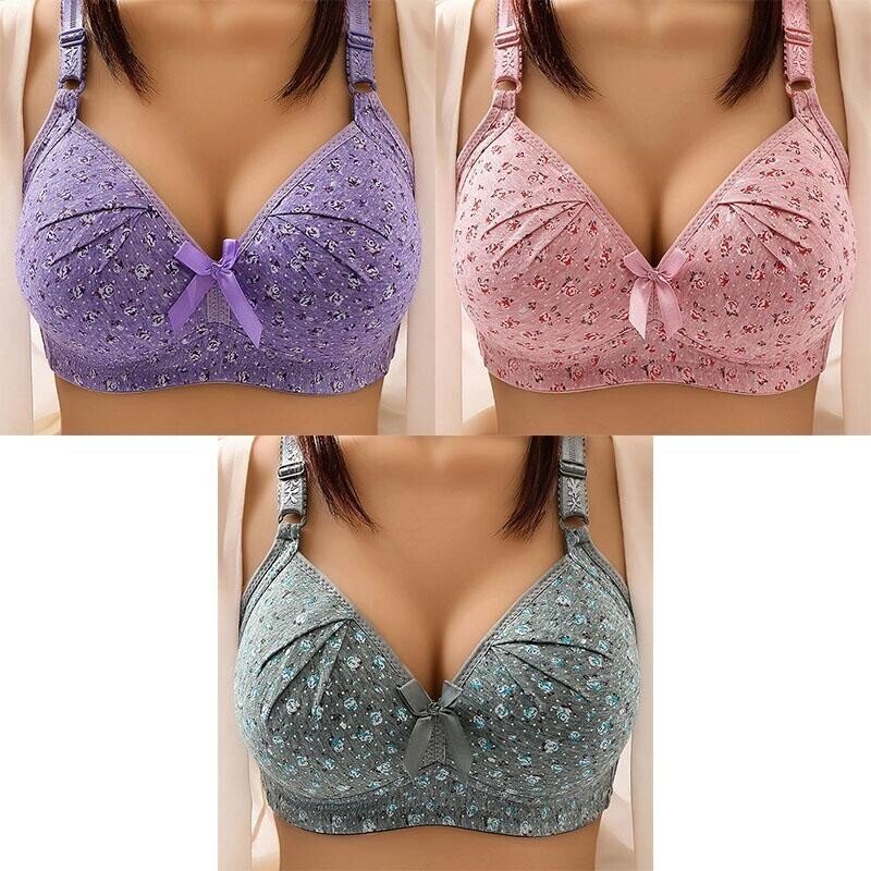 Plus Size Bra Women Underwear Wire Free Comfort Soft Thin Breathable.