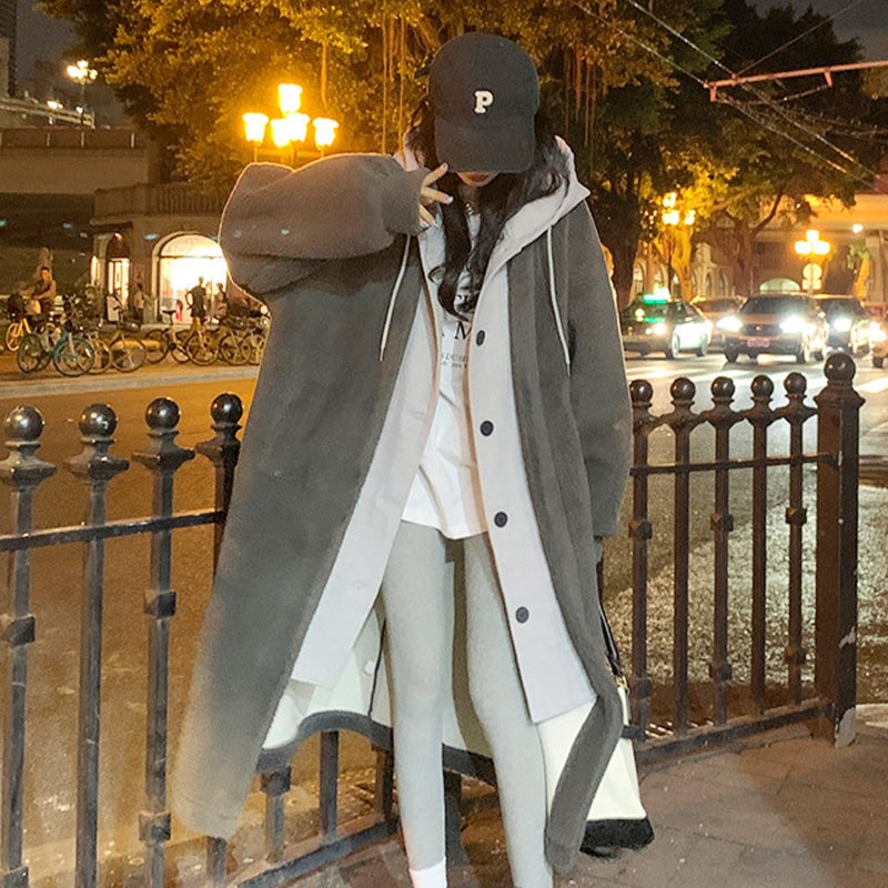 🔥2-Layered Lambswool Hooded Coat Jacket