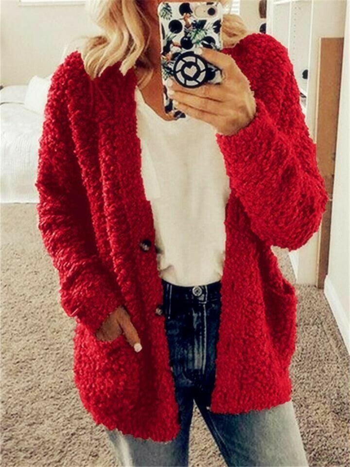 Women Loose Comfort Pocketed Cardigan Coat