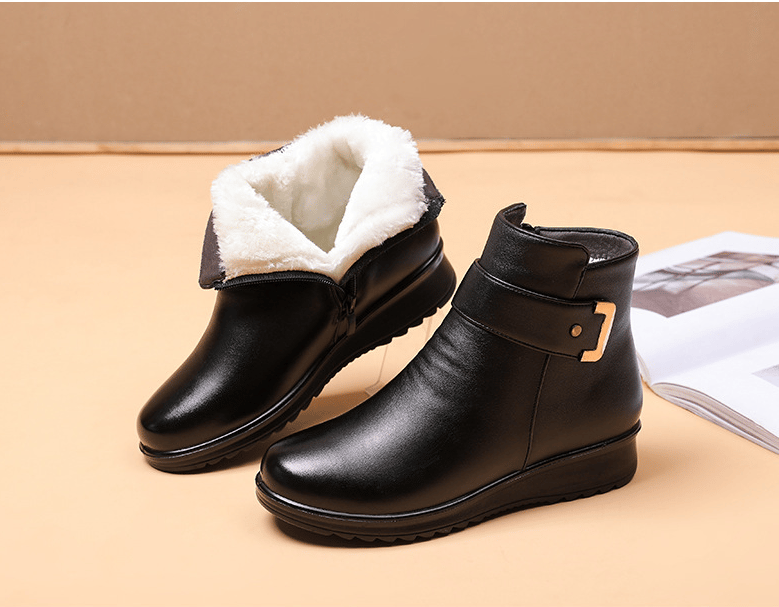 🔥Genuine Leather Metal Buckle Velvet Boots