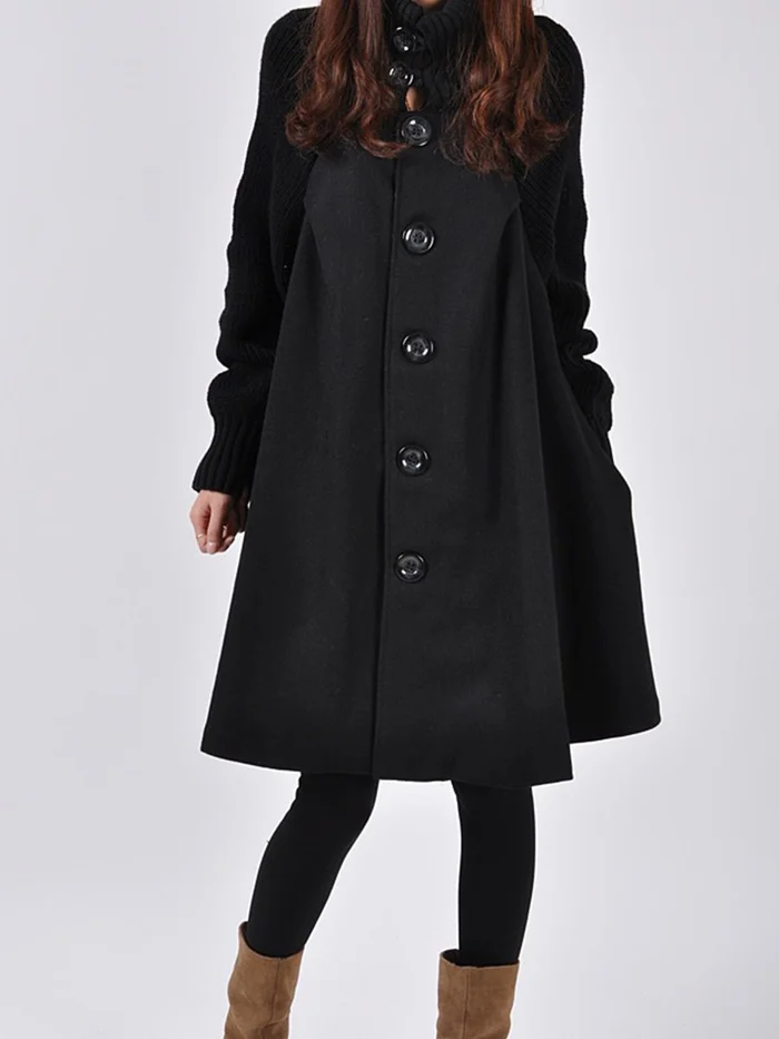 (Free Shipping) High-Neck Oversized Long-Sleeved Coats