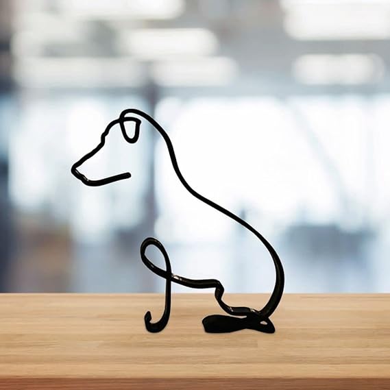 Dog & Cat Line Art Sculpture
